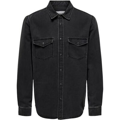 Only & Sons Herren Freizeit Hemd ONSBANE Denim -Regular Fit XS S M L XL XXL Blau, Größe:S, Farbe:Dark Grey Denim 22023247 Only & Sons Herren Freizeit Hemd ONSBANE Denim -Regular Fit XS S M L XL XXL Blau, Größe:S, Farbe:Dark Grey Denim 22023247