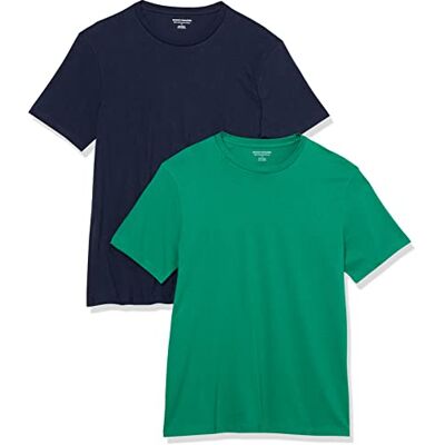Amazon Essentials Herren T-Shirt mit kurzen Ärmeln und Rundhalsausschnitt in schmaler Passform, 2er-Pack, Grün/Marineblau, M Amazon Essentials Herren T-Shirt mit kurzen Ärmeln und Rundhalsausschnitt in schmaler Passform, 2er-Pack, Grün/Marineblau, M