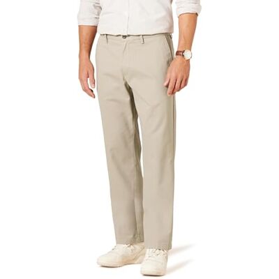 Amazon Essentials Herren Knitterfreie Classic-Fit-Stretch-Chinohose Ohne Bundfalten, Kaki Beige, 32W / 28L Amazon Essentials Herren Knitterfreie Classic-Fit-Stretch-Chinohose Ohne Bundfalten, Kaki Beige, 32W / 28L