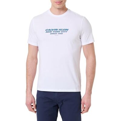 Calvin Herren T-Shirt Kurzarm NYC Graphic mit Logo, Weiß (Brilliant White), M Calvin Herren T-Shirt Kurzarm NYC Graphic mit Logo, Weiß (Brilliant White), M