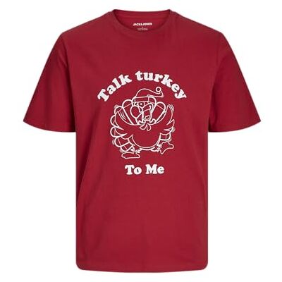 JACK & JONES JACK&JONES Herren Jjxmas One Color Funny Tee Ss Crew Neck T-Shirt, Scarlet Sage, M JACK & JONES JACK&JONES Herren Jjxmas One Color Funny Tee Ss Crew Neck T-Shirt, Scarlet Sage, M