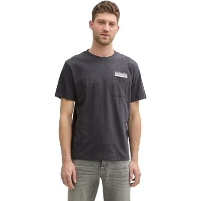 TOM TAILOR Basic Langarmshirt mit Henley-Kragen, Sky Captain Blue Stripy Inject, XXL TOM TAILOR Basic Langarmshirt mit Henley-Kragen, Sky Captain Blue Stripy Inject, XXL
