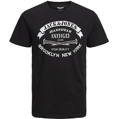 JACK & JONES T-Shirt Logo Crew Neck T-Shirt, Schwarz (Black), X-Small JACK & JONES T-Shirt Logo Crew Neck T-Shirt, Schwarz (Black), X-Small