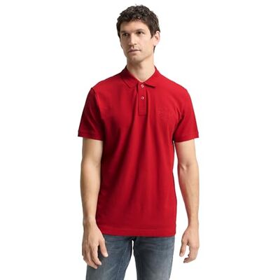 TOM TAILOR Herren 1045898 Poloshirt, 12830 Samba Red, L EU TOM TAILOR Herren 1045898 Poloshirt, 12830 Samba Red, L EU