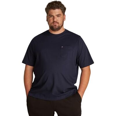 Tommy Hilfiger Herren T-Shirt Kurzarm Essential Solid mit Brusttasche, Blau (Desert Sky), XXL Tommy Hilfiger Herren T-Shirt Kurzarm Essential Solid mit Brusttasche, Blau (Desert Sky), XXL