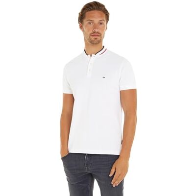 Tommy Hilfiger Herren Poloshirt Kurzarm Mao Tipped Slim Fit, Weiß (White), 3XL Tommy Hilfiger Herren Poloshirt Kurzarm Mao Tipped Slim Fit, Weiß (White), 3XL