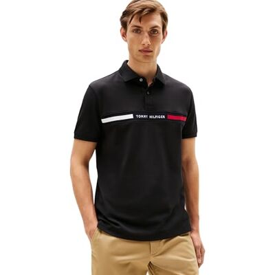 Tommy Hilfiger Herren Poloshirt Kurzarm Chest Insert Regular Fit, Schwarz (Black), XL Tommy Hilfiger Herren Poloshirt Kurzarm Chest Insert Regular Fit, Schwarz (Black), XL