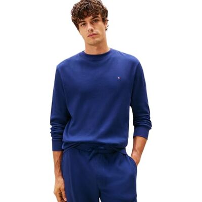 Tommy Hilfiger Herren Sweatshirt Waffle mit Rundhalsausschnitt, Blau (Preppy Navy), XXL Tommy Hilfiger Herren Sweatshirt Waffle mit Rundhalsausschnitt, Blau (Preppy Navy), XXL