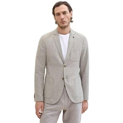TOM TAILOR Herren Sakko aus Leinen, 34607 Smokey Olive Green Chambray, 46 TOM TAILOR Herren Sakko aus Leinen, 34607 Smokey Olive Green Chambray, 46
