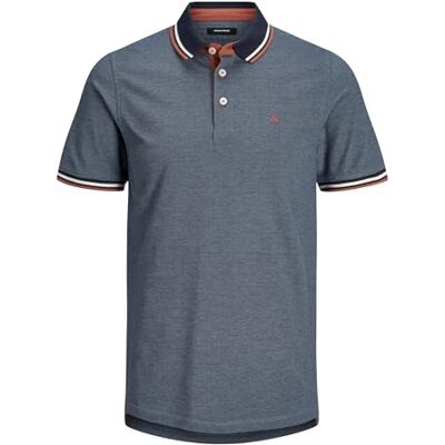 JACK & JONES Herren Slim Fit Polo Shirt JJEPAULOS Uni Sommer Hemd Kragen Kurz Arm Basic Pique Cotton, Denim Blue , XS JACK & JONES Herren Slim Fit Polo Shirt JJEPAULOS Uni Sommer Hemd Kragen Kurz Arm Basic Pique Cotton, Denim Blue , XS
