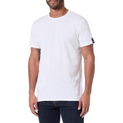 Replay Herren T-Shirt Kurzarm aus Baumwolle, White 001 (Weiß), S Replay Herren T-Shirt Kurzarm aus Baumwolle, White 001 (Weiß), S