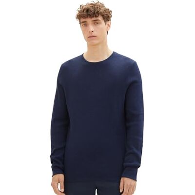 TOM TAILOR Denim Herren Crewneck Strickpullover 13684 Sky Captain Blue Non-Solid XL TOM TAILOR Denim Herren Crewneck Strickpullover 13684 Sky Captain Blue Non-Solid XL