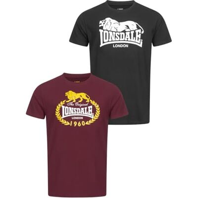 Lonsdale Herren T-Shirt Normale Passform Doppelpack ECCLAW L, Black/Oxblood Lonsdale Herren T-Shirt Normale Passform Doppelpack ECCLAW L, Black/Oxblood