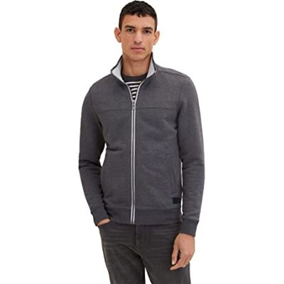 TOM TAILOR Herren 1037049 Sweatjacke Mit Stehkragen, 11086 Dark Grey Melange, S EU TOM TAILOR Herren 1037049 Sweatjacke Mit Stehkragen, 11086 Dark Grey Melange, S EU