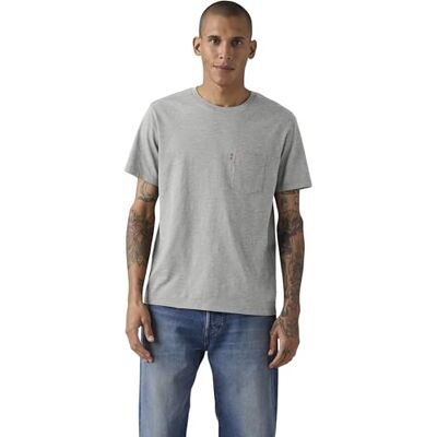 Levi's Herren T-Shirt Classic Pocket mit Brusttasche, Standard Fit, Grau (Mid Tone Grey Heather), L Levi's Herren T-Shirt Classic Pocket mit Brusttasche, Standard Fit, Grau (Mid Tone Grey Heather), L