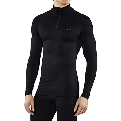 FALKE Herren Baselayer-Shirt Maximum Warm High Zip Neck M L/s Sh Funktionsmaterial schnelltrocknend 1 Stück, Schwarz Black 3000, S FALKE Herren Baselayer-Shirt Maximum Warm High Zip Neck M L/s Sh Funktionsmaterial schnelltrocknend 1 Stück, Schwarz Black 3000, S