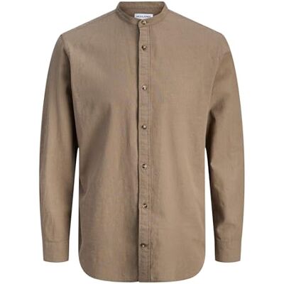 JACK & JONES Jjesummer Linen Blend Band Shirt L/S Sn JACK & JONES Jjesummer Linen Blend Band Shirt L/S Sn