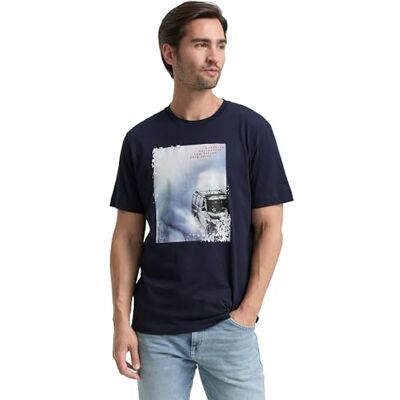 TOM TAILOR Herren 1048585 T-Shirt Mit Foto-Print, 10668 Sky Captain Blue, XL EU TOM TAILOR Herren 1048585 T-Shirt Mit Foto-Print, 10668 Sky Captain Blue, XL EU