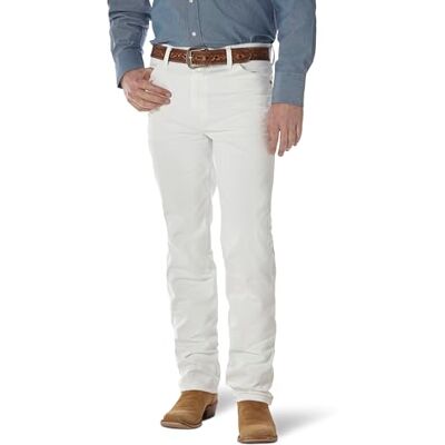 Wrangler Herren Slim Fit Cowboy-Schnitt Jeans, Weiss/Opulenter Garten, 34W / 36L Wrangler Herren Slim Fit Cowboy-Schnitt Jeans, Weiss/Opulenter Garten, 34W / 36L