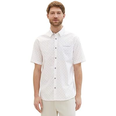 TOM TAILOR Herren Regular Fit Hemd mit Punkten, 34713 White Stripe Design, M TOM TAILOR Herren Regular Fit Hemd mit Punkten, 34713 White Stripe Design, M