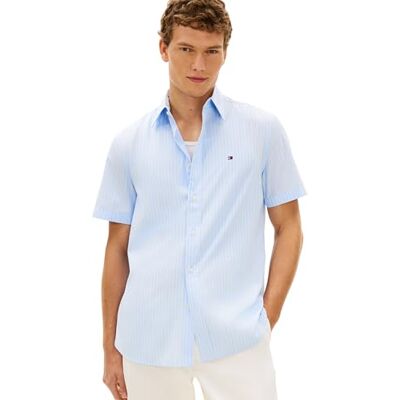Tommy Hilfiger Herren Hemd Flex Poplin aus Baumwolle, Blau (Sweet Blue/Stripe), XL Tommy Hilfiger Herren Hemd Flex Poplin aus Baumwolle, Blau (Sweet Blue/Stripe), XL