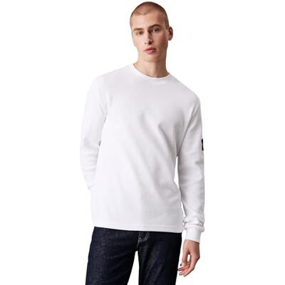 Calvin Herren Langarmshirt Badge Waffle Tee Basic, Weiß (Bright White), 3XL Calvin Herren Langarmshirt Badge Waffle Tee Basic, Weiß (Bright White), 3XL