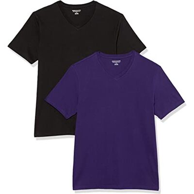 Amazon Essentials Herren T-Shirt Slim Fit Kurzarm V-Ausschnitt 2er Pack Schwarz/Dunkelviolett Small Amazon Essentials Herren T-Shirt Slim Fit Kurzarm V-Ausschnitt 2er Pack Schwarz/Dunkelviolett Small