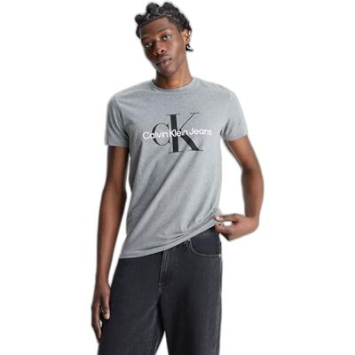 Calvin Herren T-Shirt Kurzarm Core Monologo Slim Fit, Grau (Mid Grey Heather), 3XL Calvin Herren T-Shirt Kurzarm Core Monologo Slim Fit, Grau (Mid Grey Heather), 3XL