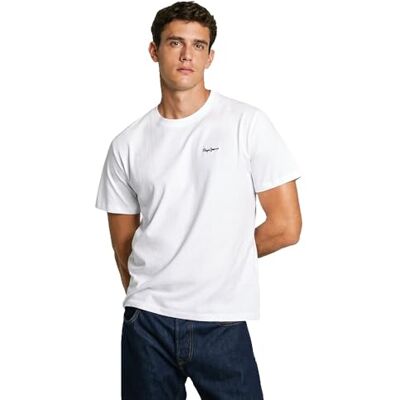 Pepe Jeans Herren Contrast Connor T-Shirt, Weiß (Weiß), L Pepe Jeans Herren Contrast Connor T-Shirt, Weiß (Weiß), L