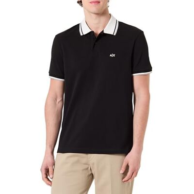 Giorgio Armani Men's 3D Embroidered Logo Back Collar Logo Polo Shirt,Black,XL Giorgio Armani Men's 3D Embroidered Logo Back Collar Logo Polo Shirt,Black,XL