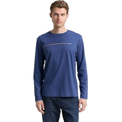 TOM TAILOR Herren 1048584 Langarmshirt Mit Print, 28061 Ocean Blue, S EU TOM TAILOR Herren 1048584 Langarmshirt Mit Print, 28061 Ocean Blue, S EU