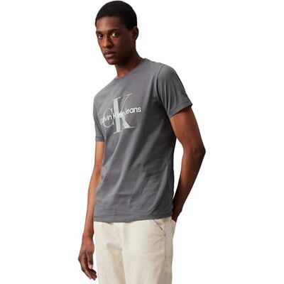 Calvin Herren T-Shirt Kurzarm Rundhalsausschnitt, Grau (Endless Grey), XS Calvin Herren T-Shirt Kurzarm Rundhalsausschnitt, Grau (Endless Grey), XS