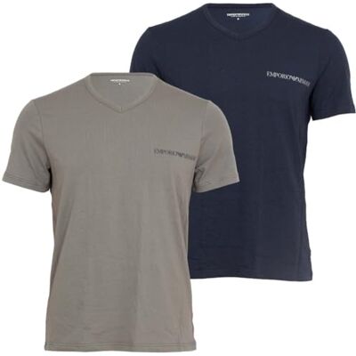 Giorgio Armani Herren CORE Logoband 2-Pack V Neck T-Shirt Blue S Giorgio Armani Herren CORE Logoband 2-Pack V Neck T-Shirt Blue S