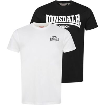 Lonsdale Herren T-Shirt Normale Passform Doppelpack YARNBROOK M, Black/White Lonsdale Herren T-Shirt Normale Passform Doppelpack YARNBROOK M, Black/White