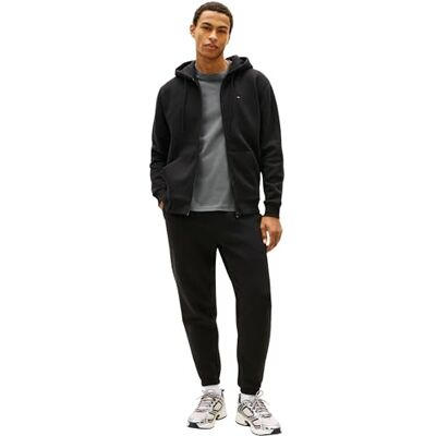 Tommy Jeans Herren Trainingsanzug Flag Tracksuit Regular Fit, Schwarz (Black), M Tommy Jeans Herren Trainingsanzug Flag Tracksuit Regular Fit, Schwarz (Black), M