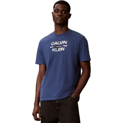 Herren Ss 30S EU Calvinklein Stack GRAP LV04RG805G Graphic Tees, Blau (Dark Denim), M Herren Ss 30S EU Calvinklein Stack GRAP LV04RG805G Graphic Tees, Blau (Dark Denim), M