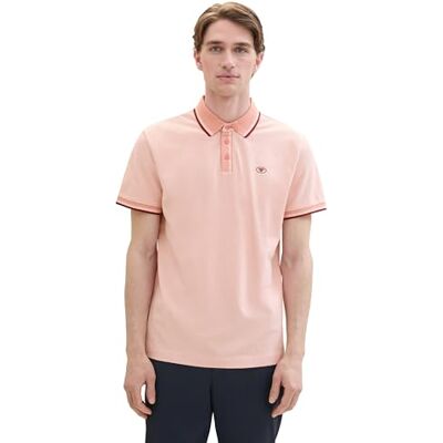 TOM TAILOR Herren Basic Piqué Poloshirt, coral rose twotone, M TOM TAILOR Herren Basic Piqué Poloshirt, coral rose twotone, M