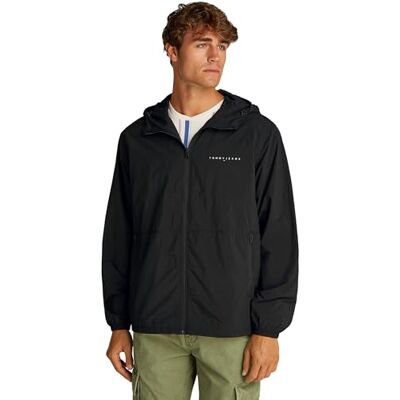 Tommy Jeans Herren Windbreaker Jacke Chicago mit Kapuze, Schwarz (Black), XXL Tommy Jeans Herren Windbreaker Jacke Chicago mit Kapuze, Schwarz (Black), XXL