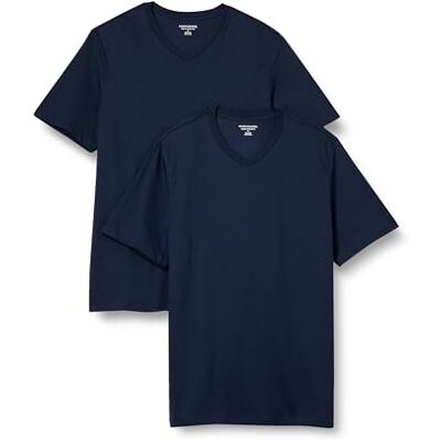Amazon Essentials Herren T-Shirt Regular-Fit Kurzarm V-Ausschnitt (erhältlich in Big & Tall), 2er Pack, Navy, X-Small Amazon Essentials Herren T-Shirt Regular-Fit Kurzarm V-Ausschnitt (erhältlich in Big & Tall), 2er Pack, Navy, X-Small
