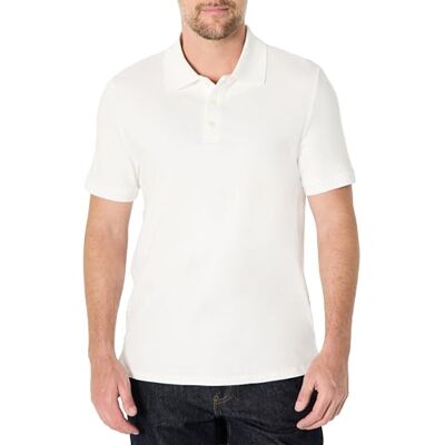 Amazon Essentials Interlock Herren-Poloshirt, Normale Passform, Weiß, Größe M Amazon Essentials Interlock Herren-Poloshirt, Normale Passform, Weiß, Größe M