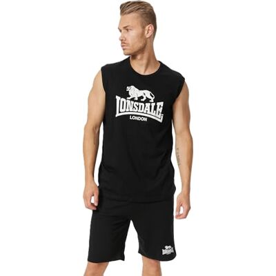 Lonsdale Herren ärmelloses T-Shirt Normale Passform CLOPTON L, Black/White Lonsdale Herren ärmelloses T-Shirt Normale Passform CLOPTON L, Black/White