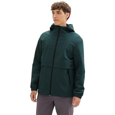TOM TAILOR Denim Herren Softshell Windbreaker Jacke mit Kapuze,10362 Dark Gable Green, M TOM TAILOR Denim Herren Softshell Windbreaker Jacke mit Kapuze,10362 Dark Gable Green, M