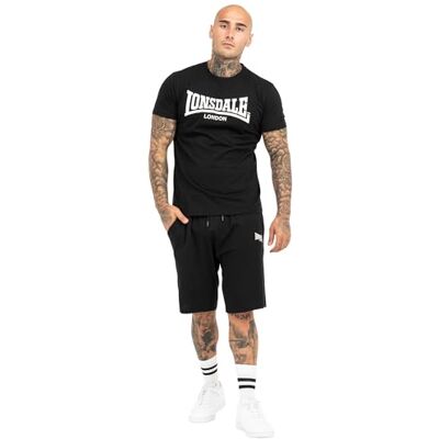Lonsdale Herren T-Shirt & Shorts Set normale Passform MOY S, Black/White Lonsdale Herren T-Shirt & Shorts Set normale Passform MOY S, Black/White