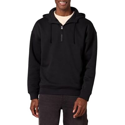 Amazon Essentials Herren Sweatshirt mit Viertelreißverschluss, Oversized-Fit Hoodie, Sweatshirt, Schwarz, Größe S Amazon Essentials Herren Sweatshirt mit Viertelreißverschluss, Oversized-Fit Hoodie, Sweatshirt, Schwarz, Größe S