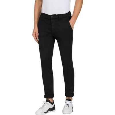 Replay Herren Chino Hose Zeumar Slim-Fit Hyperflex X-Lite mit Stretch, Schwarz (Black 040-1), 34W/34L Replay Herren Chino Hose Zeumar Slim-Fit Hyperflex X-Lite mit Stretch, Schwarz (Black 040-1), 34W/34L