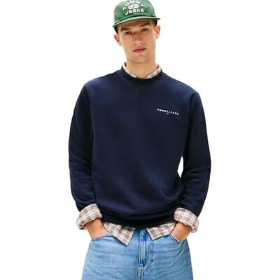 Tommy Jeans Herren Sweatshirt Linear Rundhalsausschnitt, Blau (Dark Night Navy/Sweet Blue), XXL Tommy Jeans Herren Sweatshirt Linear Rundhalsausschnitt, Blau (Dark Night Navy/Sweet Blue), XXL