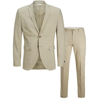 JACK & JONES Herren Jprsolaris Check Suit Anzug 12239770,Travertine/Checks:super Slim Fit,54 JACK & JONES Herren Jprsolaris Check Suit Anzug 12239770,Travertine/Checks:super Slim Fit,54