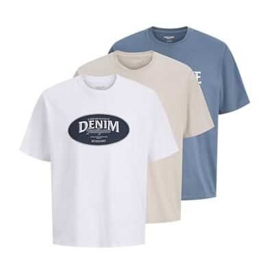 JACK & JONES Jjedover Denim Tee Ss O-Neck 3Pk Mp JACK & JONES Jjedover Denim Tee Ss O-Neck 3Pk Mp