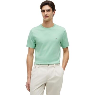 Tommy Hilfiger Herren T-Shirt Kurzarm Seasonal Solid Tee mit Rundhalsausschnitt, Türkis (Cut Grass), XXL Tommy Hilfiger Herren T-Shirt Kurzarm Seasonal Solid Tee mit Rundhalsausschnitt, Türkis (Cut Grass), XXL