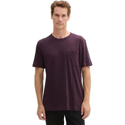 TOM TAILOR Herren T-Shirt mit Brusttasche, 36808 Purple Navy Stripe, L TOM TAILOR Herren T-Shirt mit Brusttasche, 36808 Purple Navy Stripe, L
